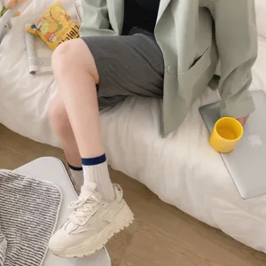 Summer breathable mesh women's mid-tube cotton socks Japanese hollow thin solid color casual