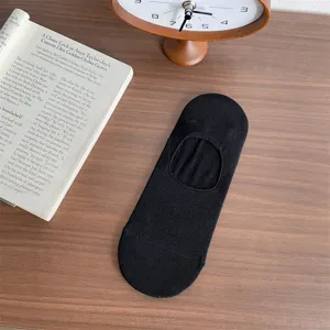 Ademende heren enkelsokken zomer dun katoen antislip onzichtbare sokken zwart