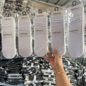 Women white slouch socks solid color casual long tube socks soft cotton daily wear 1pair