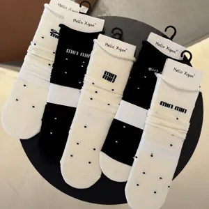 Autumn winter women long socks cute polka dot stack socks sweet aesthetic student hosiery fashion