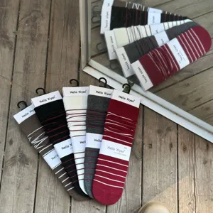 Women casual long striped stack socks comfortable cotton hosiery daily wear