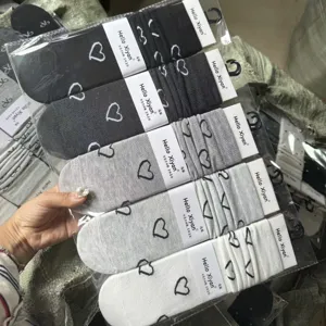 Women winter cute heart long socks casual knee high stack socks cotton hosiery soft warm