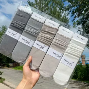 Women's solid color slouch socks casual Japanese long tube socks main product display view.