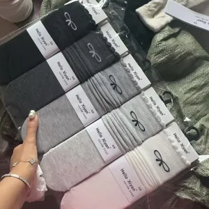 Autumn winter women stacking socks Japanese cute bow solid color long tube student socks