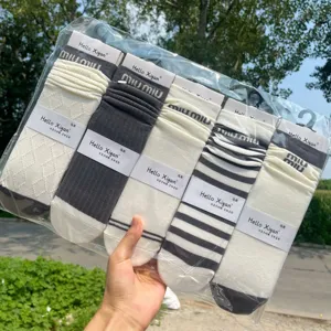Women winter slouch socks knit casual long socks soft cotton cute hosiery daily wear 1pair