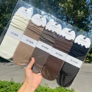 Women stacked socks long tube style solid color autumn winter fashion casual hosiery 5 pairs