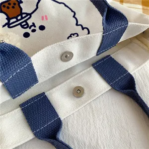 Cute canvas tote bag for women casual student shoulder bag daily handbag retro style design