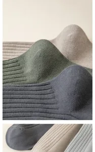 Close-up view of men's ribbed knit socks showing detailed texture and classic solid color.