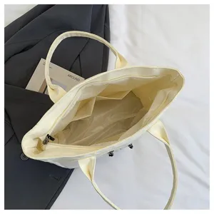 Canvas tote bag, daily casual commuter handbag, minimalist top-handle zipper bag with pockets.