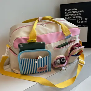 Freizeit Sport Fitness Reisetasche, große Kapazität Farblock Mehrfachtaschen Tasche.