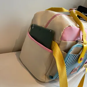 Dopamin farbblockierende Reise-Sporttasche mit vielen Taschen, groessere Freizeittasche Damen