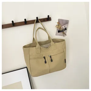Canvas tote bag for women daily casual commute minimalist style large capacity handbag.