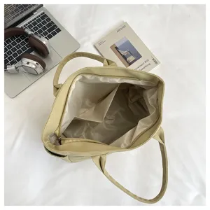 Canvas tote bag large capacity casual shoulder bag inner pocket zipper handbag student daily