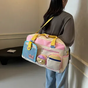 Bunte Canvas Reisetasche mit vielen Fächern große Kapazität Sport Fitness Tasche für Damen