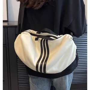 Large capacity shoulder bag women fashion casual crossbody bag travel soft fabric white