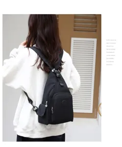 Casual waterproof oxford cloth chest bag and dual-use backpack with multi compartments.