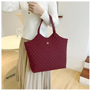 Quilted Oxford Tote Bag Large Capacity Casual Shoulder Bag Autumn Winter Women Handbag