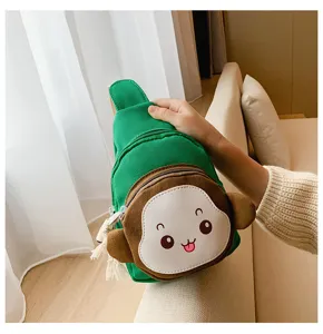 Kids canvas sling chest bag with cute cartoon monkey design, perfect for children daily use.