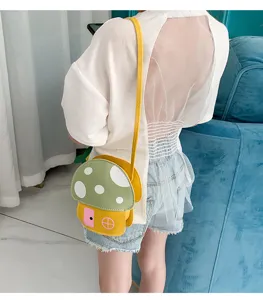 Kids cute mushroom house crossbody bag summer cartoon shoulder bag for adorable girls daily wear.