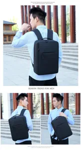 Zaino nero minimalista per uomo d'affari borsa casual da viaggio con ricarica USB