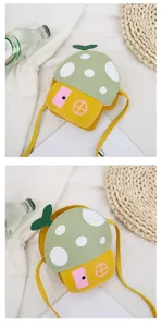 Cute mushroom house kids crossbody bag, lovely cartoon PU leather shoulder bag for girls summer.