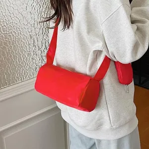 Red oxford cloth shoulder bag casual underarm crossbody pillow bag with small pouch