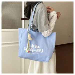 Borsa a spalla in tela grande capacita stile coreano per donne borsa shopper casual chic