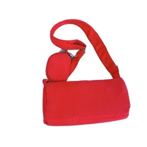 Red nylon shoulder bag for women, stylish casual crossbody underarm pillow bag with strap pouch.