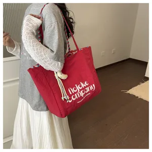 Borsa a tracolla in tela grande capacità stile coreano casual per donne in commuting dettaglio
