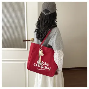 Borsa shopper in tela di stile coreano grande capacita borsa a spalla da donna comoda