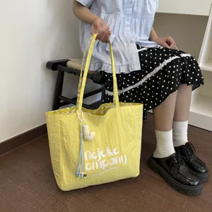 Borsa shopper in tela reversibile stile coreano casual grande capacità borsa a spalla