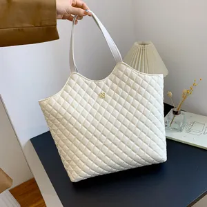 Large Capacity Women Oxford Cloth Quilted Tote Bag Commuter Shoulder Bag Fashion Casual Daily Handbag