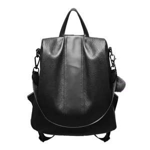 Women fashion black PU leather backpack casual versatile travel school daypack bag for ladies