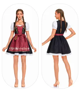 Costume traditionnel allemand de bavarois Dirndl pour Oktoberfest avec chemisier et tablier.