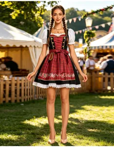 Robe traditionnelle allemande de l'Oktoberfest avec tablier à carreaux brodé et chemisier.