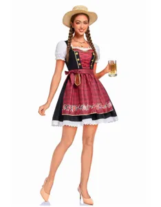 Robe Dirndl Oktoberfest Allemand Femme Costume de Bonne Bavaroise Fête de Carnaval