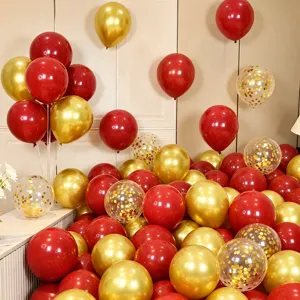 Double Layer Thickened Latex Balloons Metallic Red Gold Rose Gold Sequin Balloons For Wedding Engagement Party Atmosphere Scene Decoration