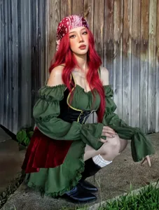 Medieval pirate costume women vintage cosplay dress halloween carnival party stage performance