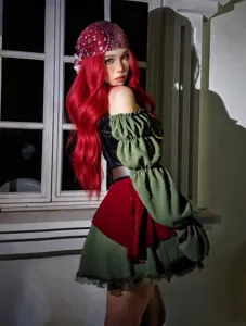 Retro pirate captain costume dress for women medieval stage performance halloween