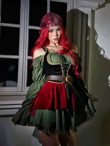 Women medieval pirate costume vintage Halloween cosplay dress party stage performance outfit