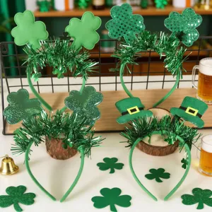 St Patricks Day Kleeblatt Haarreif Irland Festival Party Haarschmuck Gruene Lametta Kopfbedeckung