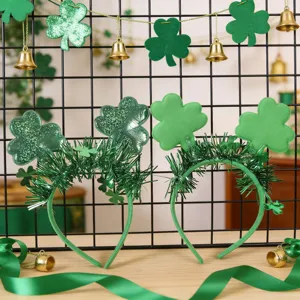 St. Patrick's Tag Kleeblatt Haarreif grüne Glitzer Lametta Haarband Party Karneval Kostüm Zubehör