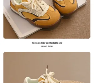 Baskets rétro décontractées pour enfants design jaune marron printemps automne chaussures confortables