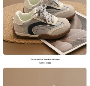 Baskets décontractées pour enfants gris élégant respirant confortable chaussures sport