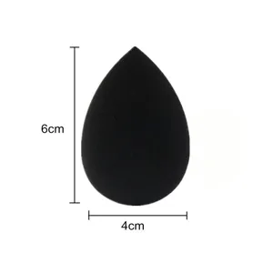 Spugnetta per trucco nera a goccia, accessorio cosmetico morbido in materiale privo di latex.
