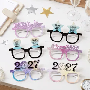 2027 fete du Nouvel An lunettes en papier accessoires photo paillettes colorees fournitures