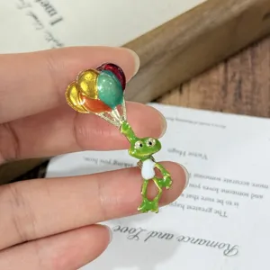 Cute cartoon frog balloon enamel brooch pin metal alloy badge fashion jewelry accessory