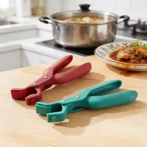 Anti Scald Bowl Gripper Clip Silicone Non Slip Heat Resistant Plate Lifter Hot Dish Tong Kitchen Tool Ergonomic Handle