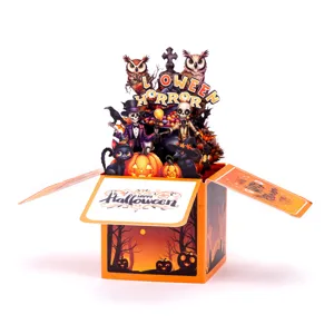 Halloween 3D pop-up greeting card box paper carving holiday festival gift detail view