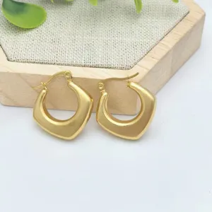 Stilvolle matte goldene edelstahl geometrische creolen für damen, schickes retro design.